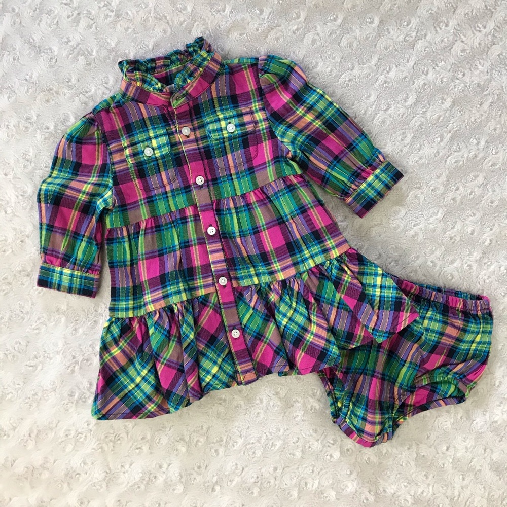 Ralph Lauren Plaid Dress - Pink, Green, Blue